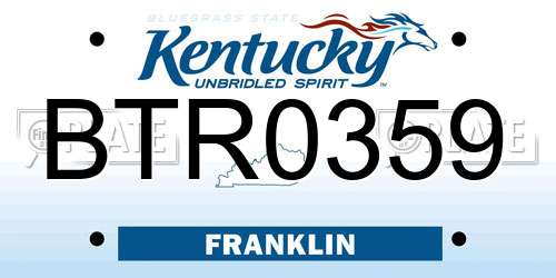 BTR0359 Kentucky License Plate