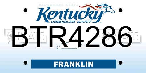 BTR4286 Kentucky License Plate