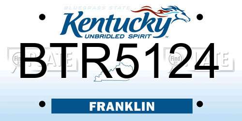 BTR5124 Kentucky License Plate