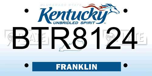 BTR8124 Kentucky License Plate