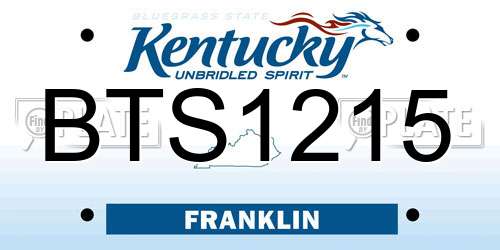 BTS1215 Kentucky License Plate