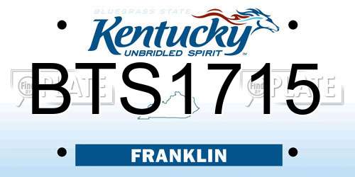 BTS1715 Kentucky License Plate