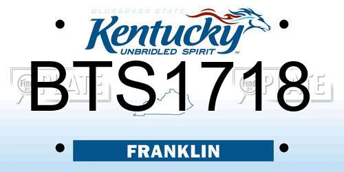 BTS1718 Kentucky License Plate