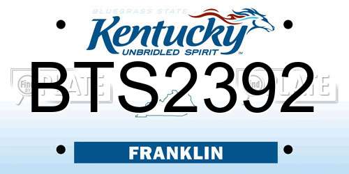 BTS2392 Kentucky License Plate