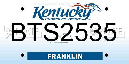 BTS2535 Kentucky License Plate
