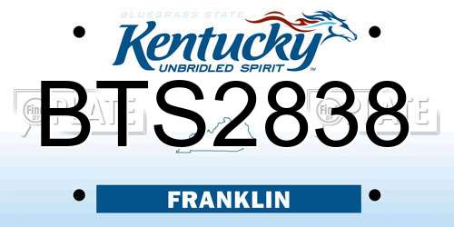 BTS2838 Kentucky License Plate