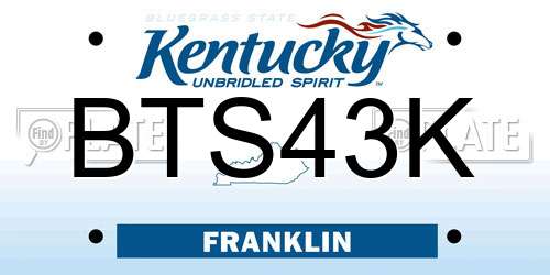 BTS43K Kentucky License Plate