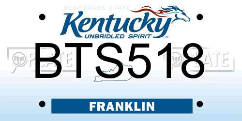 BTS518 Kentucky License Plate
