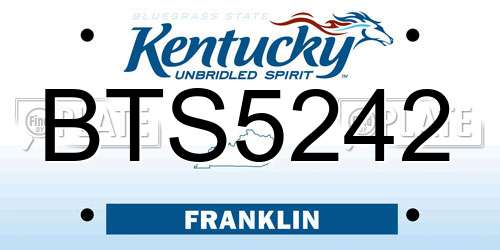 BTS5242 Kentucky License Plate