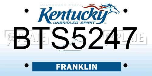 BTS5247 Kentucky License Plate