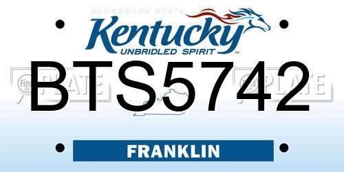 BTS5742 Kentucky License Plate