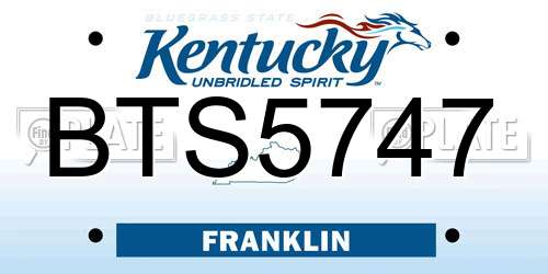 BTS5747 Kentucky License Plate