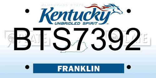 BTS7392 Kentucky License Plate
