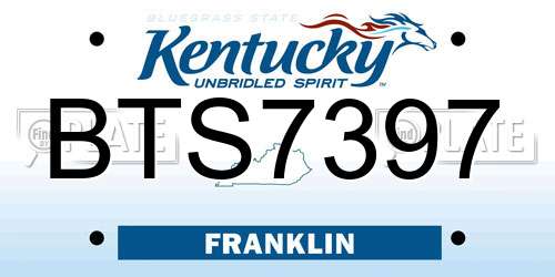BTS7397 Kentucky License Plate