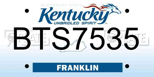 BTS7535 Kentucky License Plate