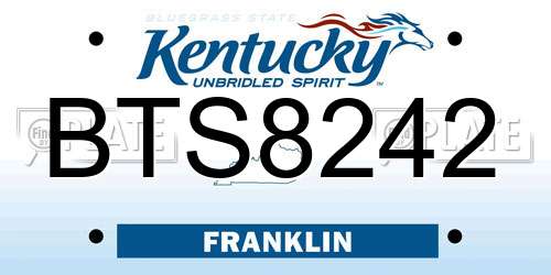 BTS8242 Kentucky License Plate
