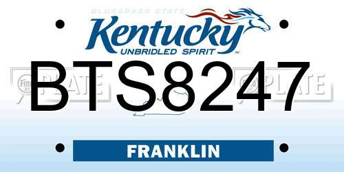BTS8247 Kentucky License Plate