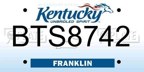 BTS8742 Kentucky License Plate