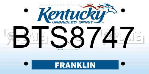 BTS8747 Kentucky License Plate