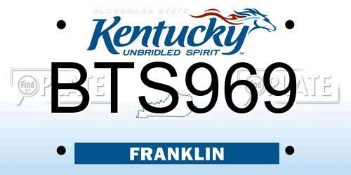BTS969 Kentucky License Plate