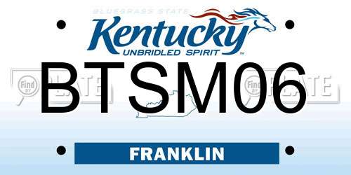 BTSM06 Kentucky License Plate