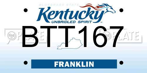BTT167 Kentucky License Plate
