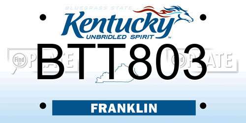 BTT803 Kentucky License Plate