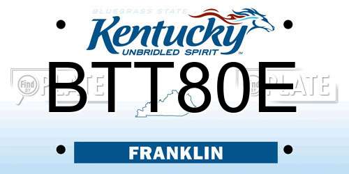 BTT80E Kentucky License Plate