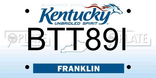 BTT89I Kentucky License Plate