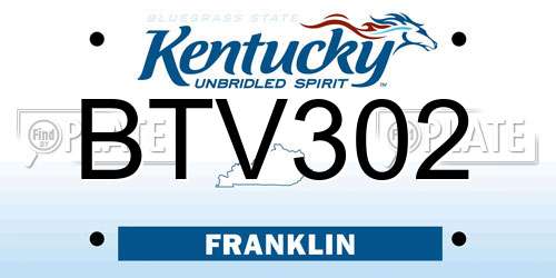 BTV302 Kentucky License Plate
