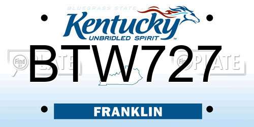 BTW727 Kentucky License Plate