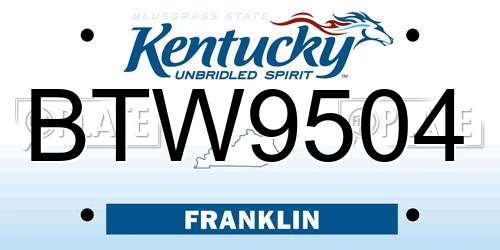 BTW9504 Kentucky License Plate