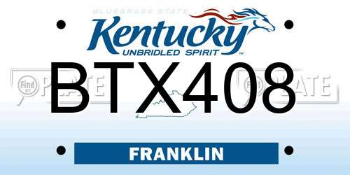 BTX408 Kentucky License Plate