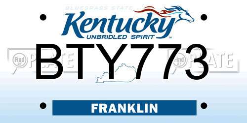 BTY773 Kentucky License Plate