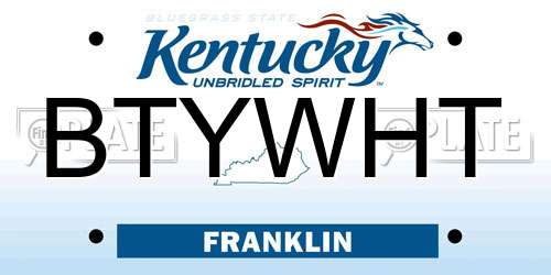 BTYWHT Kentucky License Plate