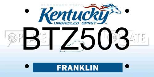 BTZ503 Kentucky License Plate