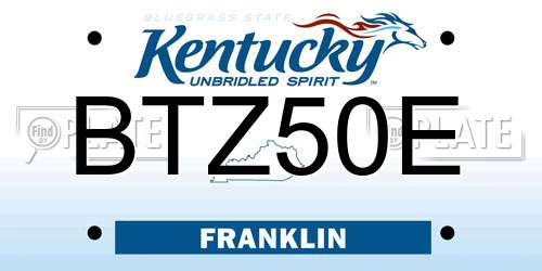 BTZ50E Kentucky License Plate