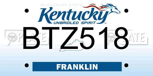 BTZ518 Kentucky License Plate