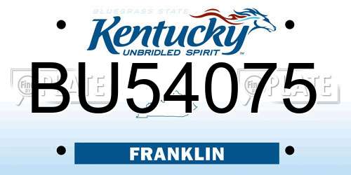 BU54075 Kentucky License Plate