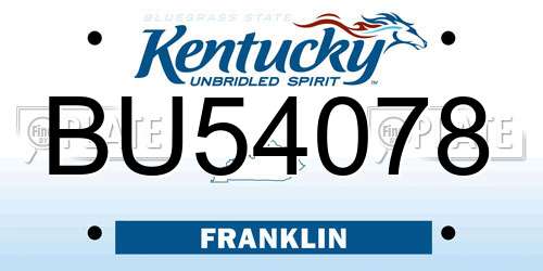 BU54078 Kentucky License Plate