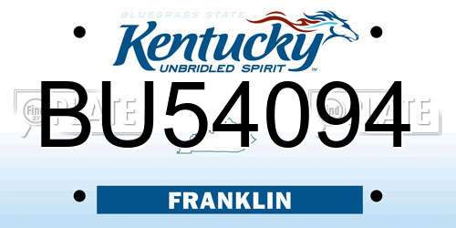 BU54094 Kentucky License Plate