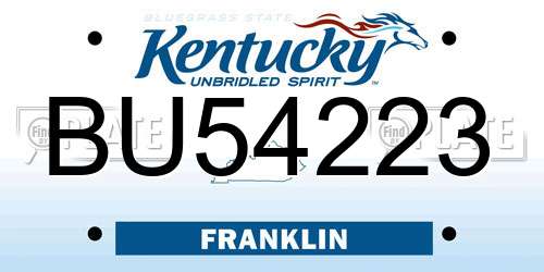 BU54223 Kentucky License Plate
