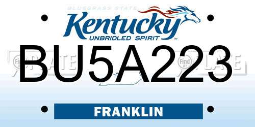 BU5A223 Kentucky License Plate