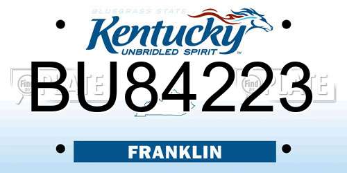 BU84223 Kentucky License Plate