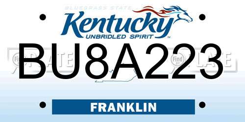 BU8A223 Kentucky License Plate