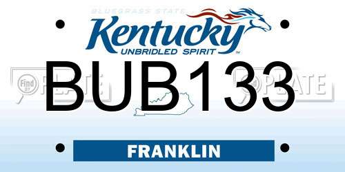 BUB133 Kentucky License Plate