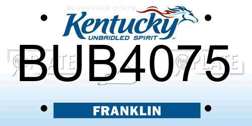 BUB4075 Kentucky License Plate
