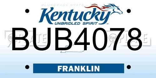 BUB4078 Kentucky License Plate