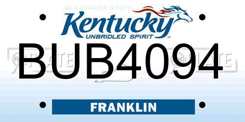 BUB4094 Kentucky License Plate