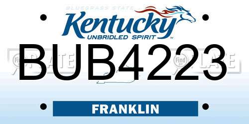 BUB4223 Kentucky License Plate